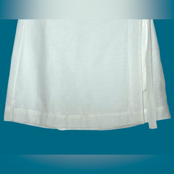 NWT White Wrap Mini Skirt in Linen, Lined, Size 00 - Picture 7 of 11
